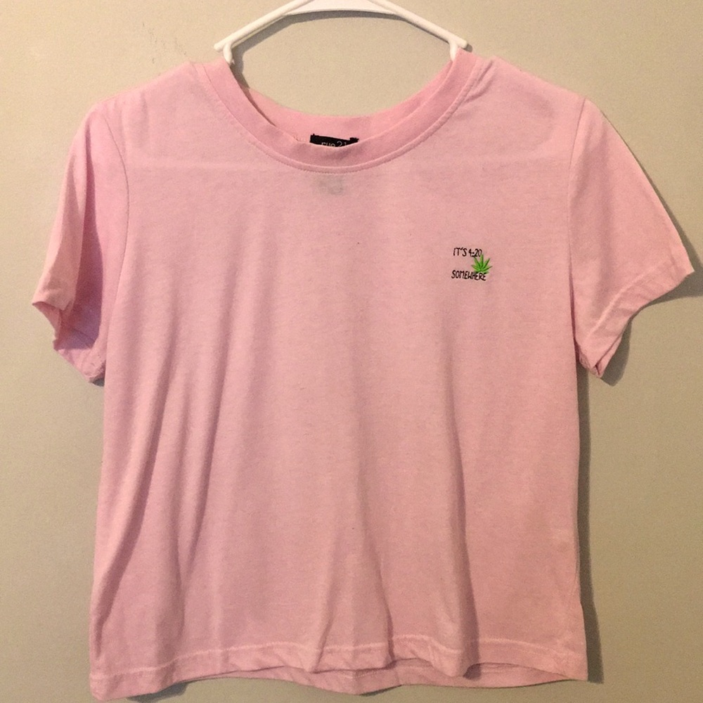 “It’s 4:20 somewhere” pink crop top